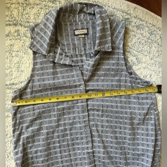 Ethereal Plaid Collared High Low sleeveless button up dress women’s size Large - Picture 10 of 12